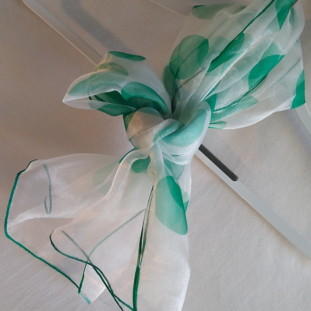 sheer green polka dot scarf